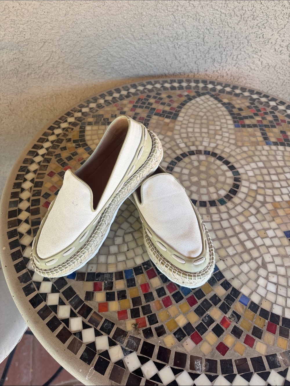 Bottega Veneta Cream Canvas Espadrille Loafers